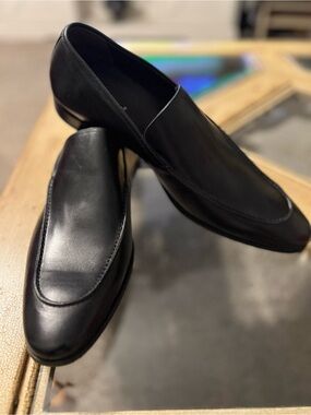 NWOB Bacco Bucci Men's Black Leather Slip-On Dress Loafers 13M